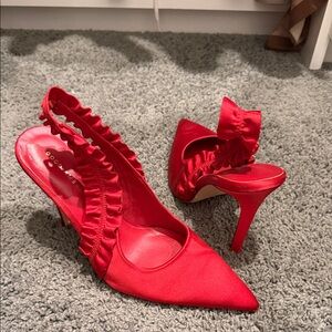 Good American Scarlet Ruffled Heels